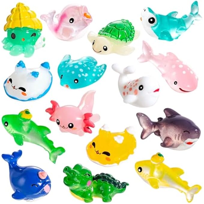 MINI OCEAN ANIMAL FIGURES, 30PCS RESIN SEA CREATURES, 15 MARINE ANIMAL SHAPES INCLUDING DOLPHIN, OCTOPUS, SHARK, WHALE, TURTLE FOR DIY CRAFTS, MICRO LANDSCAPE, DESK DECOR, PARTY AND HOME DECORATION - Image 1